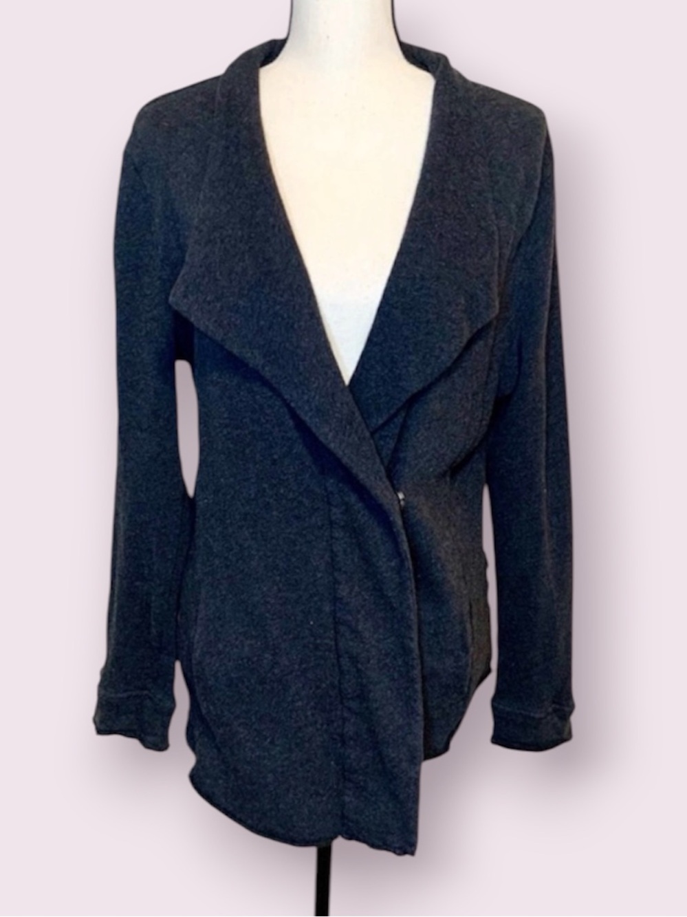 Stem Boho Sweater Jacket French Terry Organic Cotton Charcoal Gray Size Large